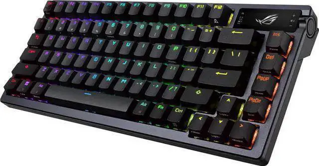 Alt view image 2 of 7 - ASUS ROG Azoth 75 Wireless DIY Custom Gaming Keyboard - OLED display, Hot-Swappable Pre-lubed ROG NX Storm Switches & Keyboard Stabilizers, PBT Keycaps, RGB, Black