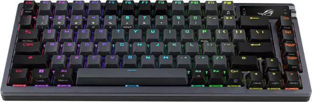 Alt view image 4 of 7 - ASUS ROG Azoth 75 Wireless DIY Custom Gaming Keyboard - OLED display, Hot-Swappable Pre-lubed ROG NX Storm Switches & Keyboard Stabilizers, PBT Keycaps, RGB, Black