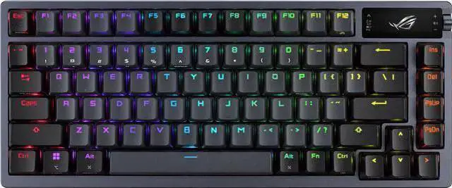 Main image of ASUS ROG Azoth 75 Wireless DIY Custom Gaming Keyboard - OLED display, Hot-Swappable Pre-lubed ROG NX Storm Switches & Keyboard Stabilizers, PBT Keycaps, RGB, Black