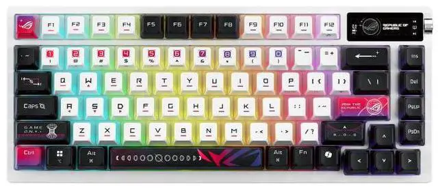 Alt view image 4 of 7 - ASUS ROG Azoth X 75% custom gaming keyboard - hot-swappable ROG NX Snow V2 Mechanical Switches, dye-sublimated semi-translucent keycaps, OLED display, three-way control knob,Compatible with Mac OS