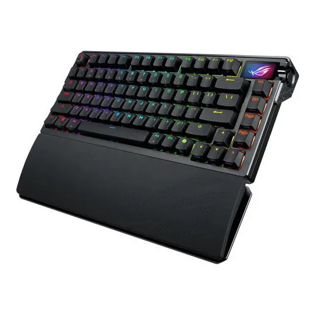 Alt view image 2 of 7 - ASUS ROG Azoth Extreme Wireless Custom Mechanical Gaming Keyboard 75% TKL, ROG NX Snow Clicky Switches, PBT Keycaps, Aluminum Chassis, Carbon Fiber, Gasket Mount, Color OLED Screen, PC/Mac Support