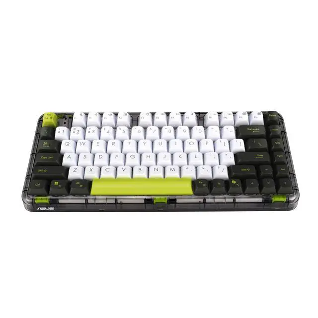 Alt view image 2 of 7 - ASUS Jelly 75 Custom Mechanical Keyboard, Full Keys Hot-Swappable, Tri-Mode Connectivity, Semi-Transparent Exterior, Gasket, Silent Keys, Pleasant Low-Noise Typing Sound, MacOS Compatible, Green