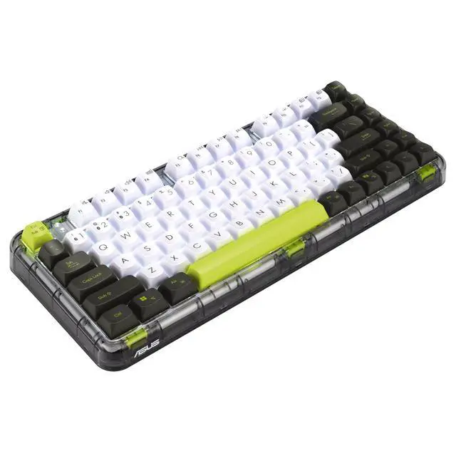 Alt view image 4 of 7 - ASUS Jelly 75 Custom Mechanical Keyboard, Full Keys Hot-Swappable, Tri-Mode Connectivity, Semi-Transparent Exterior, Gasket, Silent Keys, Pleasant Low-Noise Typing Sound, MacOS Compatible, Green