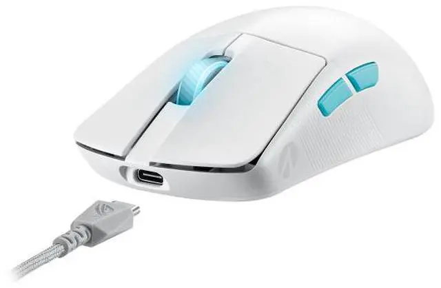 Alt view image 6 of 7 - Asus ROG Harpe Ace Aim Lab Edition Gaming Mouse, 54 g Ultra-Lightwieght, Connectivity (2.4GHz RF, Bluetooth, Wired), 36K DPI Sensor, 5 Programmable Buttons, ROG SpeedNova, Esports & FPS Gaming, White