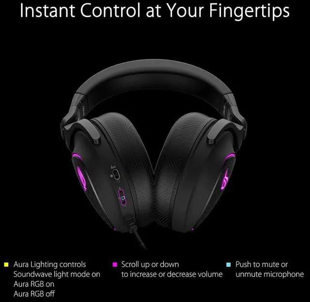 Alt view image 5 of 6 - ASUS ROG Delta S Wired Gaming Headset, 4-Channel DAC, 130dB High SNR,Virtual 7.1 Surround Sound,AI-Powered Noise-Canceling Mic,Lightweight Design,RGB Ambient Lighting,Supports Type-C / USB 2.0,Black