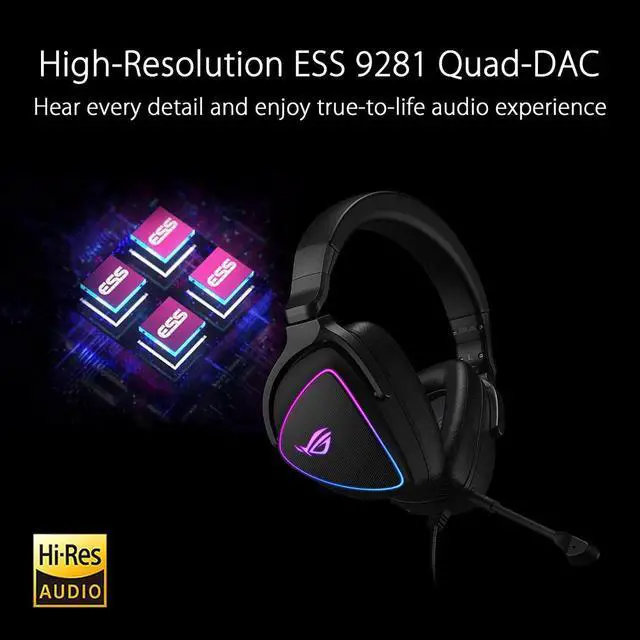 Alt view image 3 of 6 - ASUS ROG Delta S Wired Gaming Headset, 4-Channel DAC, 130dB High SNR,Virtual 7.1 Surround Sound,AI-Powered Noise-Canceling Mic,Lightweight Design,RGB Ambient Lighting,Supports Type-C / USB 2.0,Black