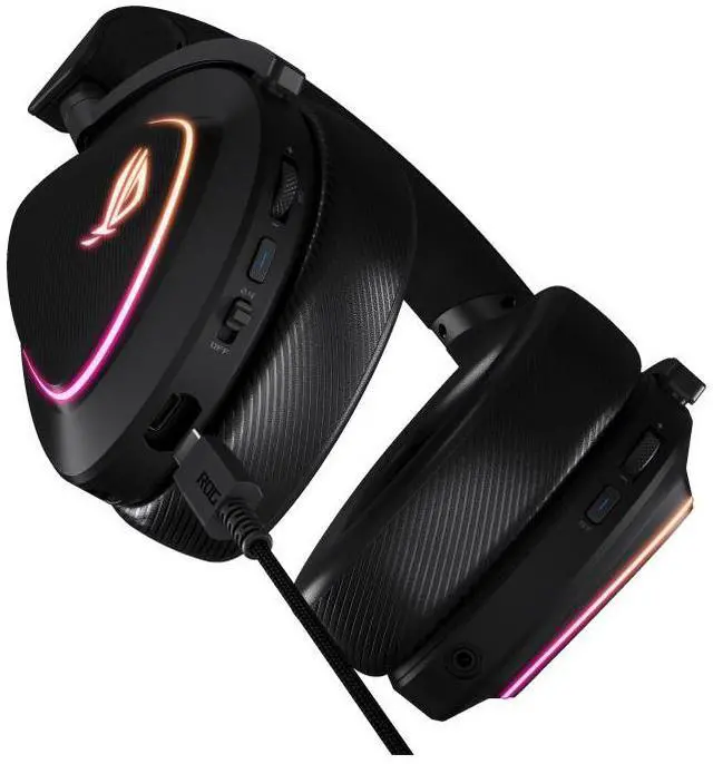 Alt view image 5 of 6 - ASUS ROG Delta II Wireless Gaming Headset (50mm Titanium Drivers, ROG SpeedNova, 10mm Super-Wideband Mic, 110+HR Battery, DualFlow Audio, BT, 2.4 GHz, 3.5 mm, For PC, Switch, PS4, PS5, Xbox) - Black