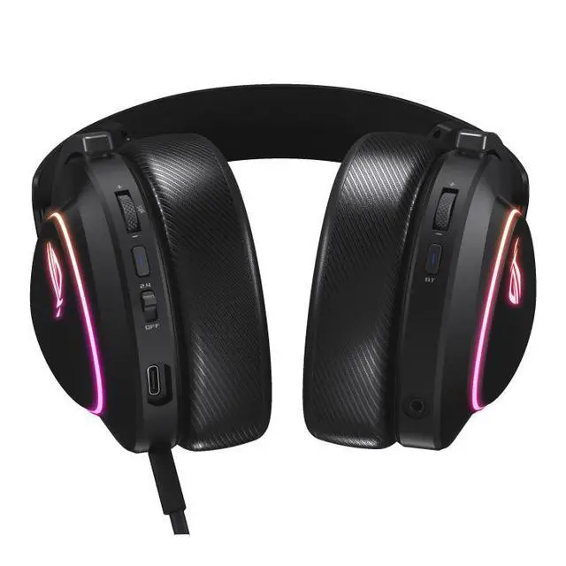 Alt view image 4 of 6 - ASUS ROG Delta II Wireless Gaming Headset (50mm Titanium Drivers, ROG SpeedNova, 10mm Super-Wideband Mic, 110+HR Battery, DualFlow Audio, BT, 2.4 GHz, 3.5 mm, For PC, Switch, PS4, PS5, Xbox) - Black