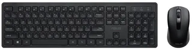 Main image of ASUS W1000 Wireless Business Keyboard & Mouse Combo - 2.4GHz Wireless, Quiet Keys, Symmetric Ergonomic Design, Curved Keycaps, Laser Engraved Clear Legends, 12 Shortcut Keys, Black