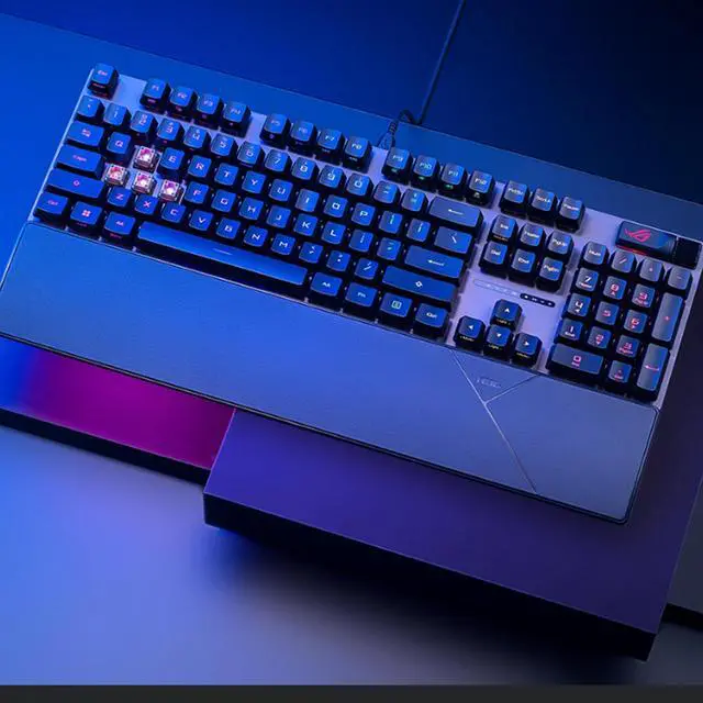 Alt view image 4 of 7 - ASUS ROG Scope II X ABS Wired Gaming Keyboard, RGB lighting, Full-key hot-swappable switches, one-click desktop hiding, Suitable for gaming and office work, Support Win, Black, Ice Storm Switch