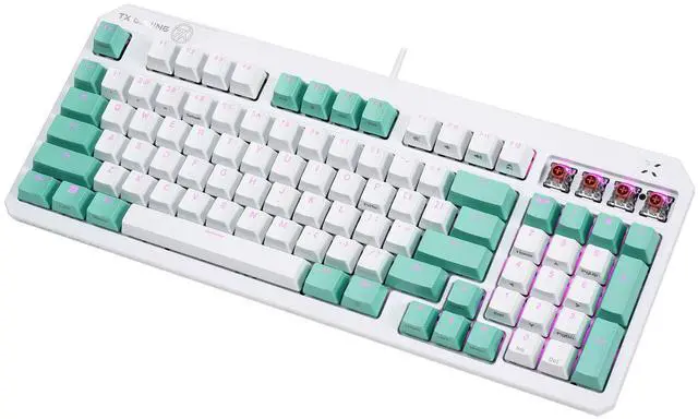 Alt view image 3 of 7 - ASUS TUF TX98 Wired Gaming Mechanical Keyboard, RGB optical mechanical switches, 104 keys, full anti-ghosting, suitable for gaming and office work, Support Windows, Moonlight White, Blue Switch
