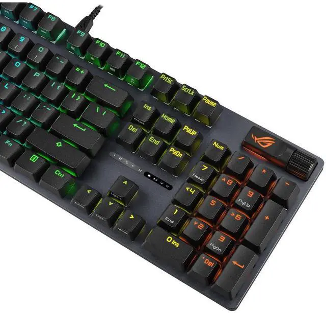 Alt view image 4 of 7 - ASUS ROG Scope II X PBT Wired Gaming Keyboard, RGB lighting, Full-key hot-swappable switches, one-click desktop hiding, Suitable for gaming and office work, Support Win, Black, Ice Storm Grey Switch