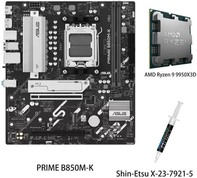 その他 CPU+M/B AMD+ASUS ASUS PRIME B850M-K Motherboard & AMD Ryzen 9 9950X3D CPU Combo