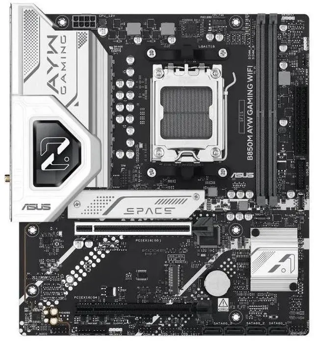 Alt view image 2 of 7 - ASUS B850M AYW GAMING WIFI Motherboard & AMD Ryzen 5 9600X CPU Combo, AMD B850 micro-ATXmotherboard AM5, DDR5, PCle 5.0Ready, Wi-Fi 6,Realtek 2.5Gb Ethernet