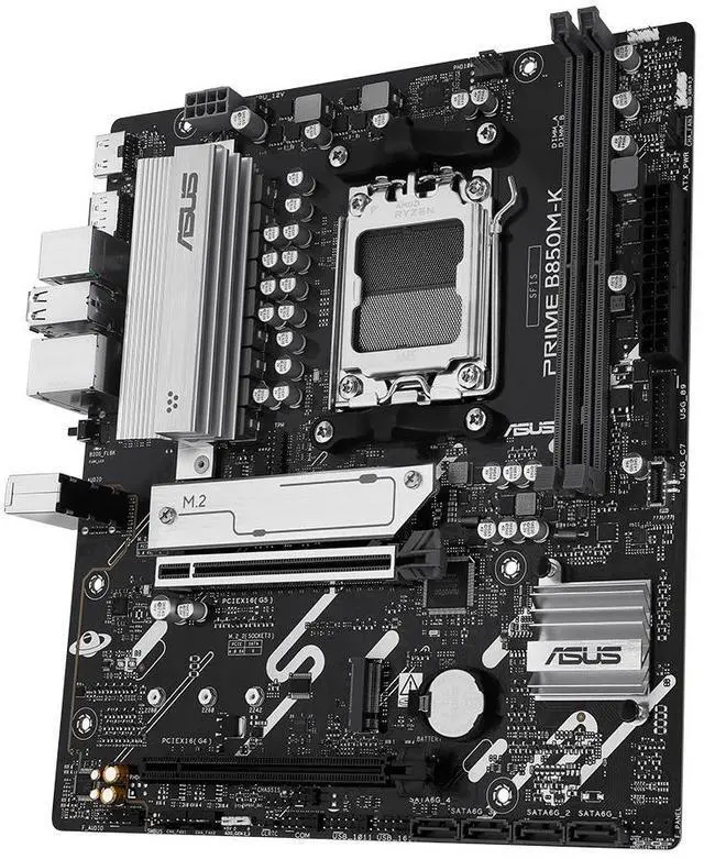 Alt view image 5 of 7 - ASUS PRIME B850M-K Motherboard & AMD Ryzen 9 9950X CPU Combo, AMD B850 mATX motherboard, AM5, PCIe 5.0 Ready, two M.2 slots, Realtek 2.5Gb Ethernet, rear USB 10Gbps Type-A, front USB 5Gbps Type-C