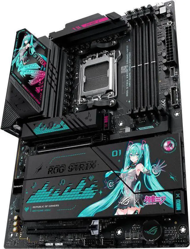 Alt view image 4 of 7 - ASUS ROG STRIX X870E-H GAMING WIFI7 HATSUNE MIKU EDITION AMD X870E ATX motherboard, 16+2+1 power stages, Dynamic OC Switcher, Core Flex, DDR5, WiFi 7, 4x M.2, PCIe 5.0, dual USB4, USB 10Gbps Type-C