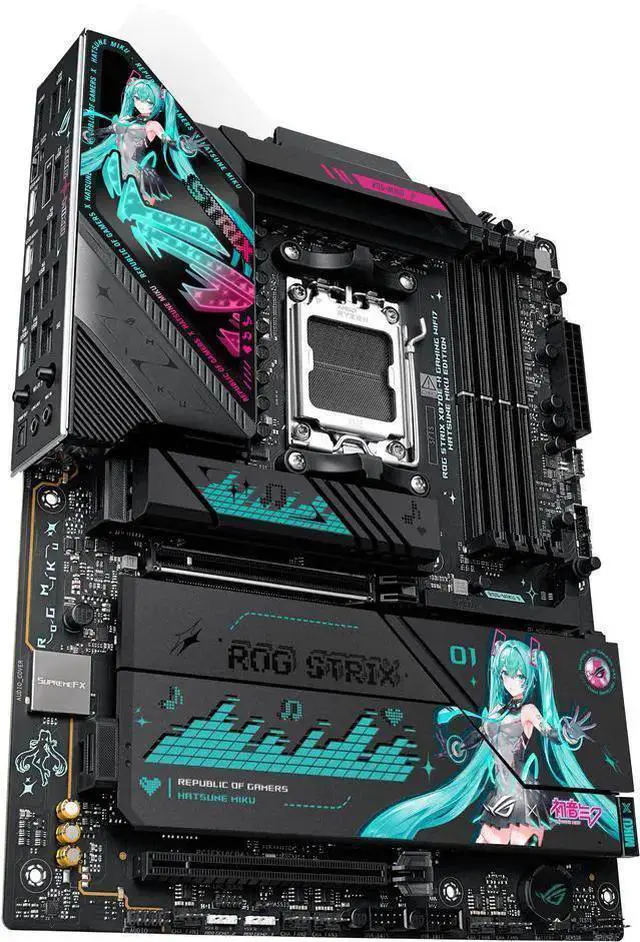 Alt view image 5 of 7 - ASUS ROG STRIX X870E-H GAMING WIFI7 HATSUNE MIKU EDITION AMD X870E ATX motherboard, 16+2+1 power stages, Dynamic OC Switcher, Core Flex, DDR5, WiFi 7, 4x M.2, PCIe 5.0, dual USB4, USB 10Gbps Type-C