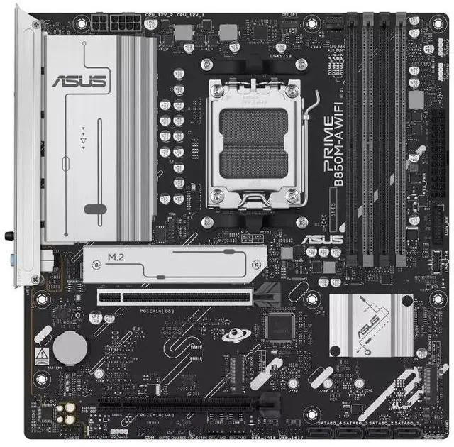 Alt view image 2 of 7 - ASUS PRIME B850M-A WIFI Motherboard & AMD Ryzen 9 9900X3D CPU Combo, AMD B850 (AM5 Socket) micro-ATX, PCIe 5.0 Ready,three M.2 slots,Wi-Fi 6E,Realtek 2.5Gb Ethernet,front USB 5Gbps Type-C support
