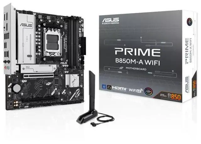 Alt view image 7 of 7 - ASUS PRIME B850M-A WIFI Motherboard & AMD Ryzen 9 9900X3D CPU Combo, AMD B850 (AM5 Socket) micro-ATX, PCIe 5.0 Ready,three M.2 slots,Wi-Fi 6E,Realtek 2.5Gb Ethernet,front USB 5Gbps Type-C support