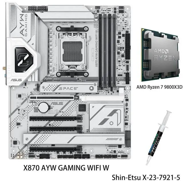 ASUS X870 AYW GAMING WIFI W Motherboard & AMD Ryzen 7 9800X3D CPU