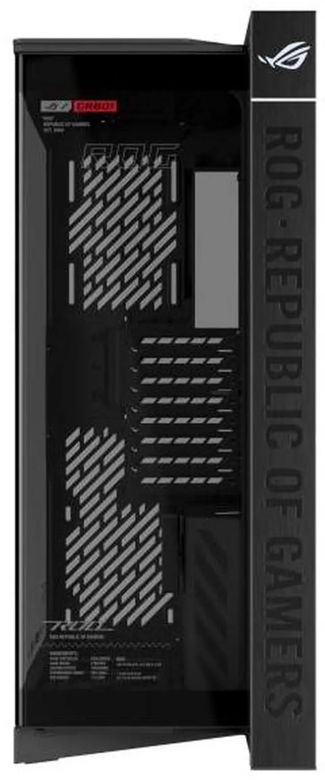 Alt view image 3 of 7 - ASUS ROG Cronox GR801 Curved Deluxe Mid-Tower Case, Supports E-ATX and BTF motherboards, Brushed aluminum frame, supports 14 120mm fans, Features 10 preset lighting effects,Black
