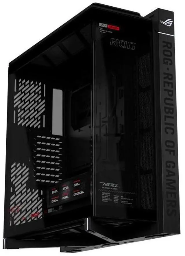 Alt view image 2 of 7 - ASUS ROG Cronox GR801 Curved Deluxe Mid-Tower Case, Supports E-ATX and BTF motherboards, Brushed aluminum frame, supports 14 120mm fans, Features 10 preset lighting effects,Black