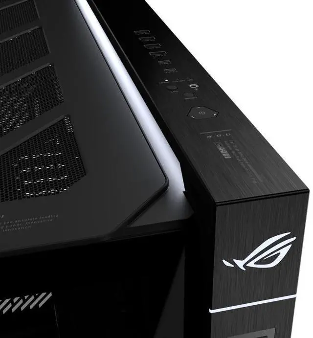 Alt view image 6 of 7 - ASUS ROG Cronox GR801 Curved Deluxe Mid-Tower Case, Supports E-ATX and BTF motherboards, Brushed aluminum frame, supports 14 120mm fans, Features 10 preset lighting effects,Black