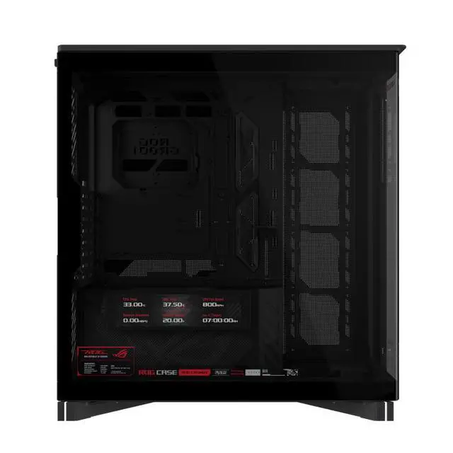 Alt view image 7 of 7 - ASUS ROG Cronox GR801 Curved Deluxe Mid-Tower Case, Supports E-ATX and BTF motherboards, Brushed aluminum frame, supports 14 120mm fans, Features 10 preset lighting effects,Black
