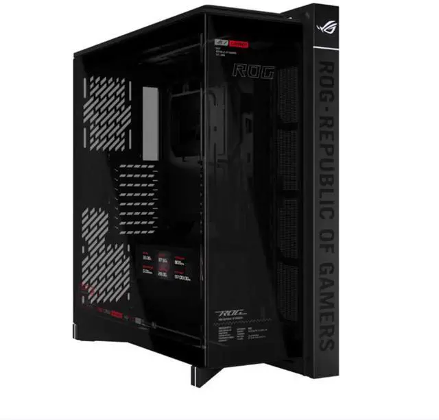 Main image of ASUS ROG Cronox GR801 Direct Luxury Edition Mid-Tower Case, Supports E-ATX and BTF motherboards, Brushed aluminum frame, Supports 14 120mm fans, 10 preset lighting effects, Black