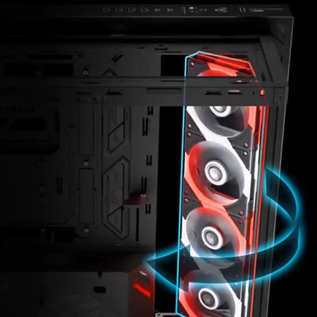 Alt view image 3 of 6 - ASUS ROG Cronox GR801 Direct Luxury Edition Mid-Tower Case, Supports E-ATX and BTF motherboards, Brushed aluminum frame, Supports 14 120mm fans, 10 preset lighting effects, Black