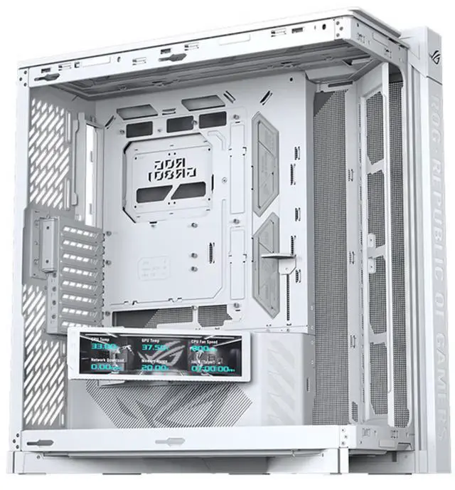 Main image of ASUS ROG Cronox GR801 Direct Luxury Edition Mid-Tower Case, Supports E-ATX and BTF motherboards, Brushed aluminum frame, Supports 14 120mm fans, 10 preset lighting effects, White