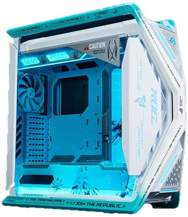Main image of ASUS ROG GR701 Strix Snow Custom Full-Tower Case, Supports ATX and EATX motherboards, Features an aluminum alloy X-shaped frame, 4 x 140 mm fans, Supports AURA SYNC lighting effects, Blue