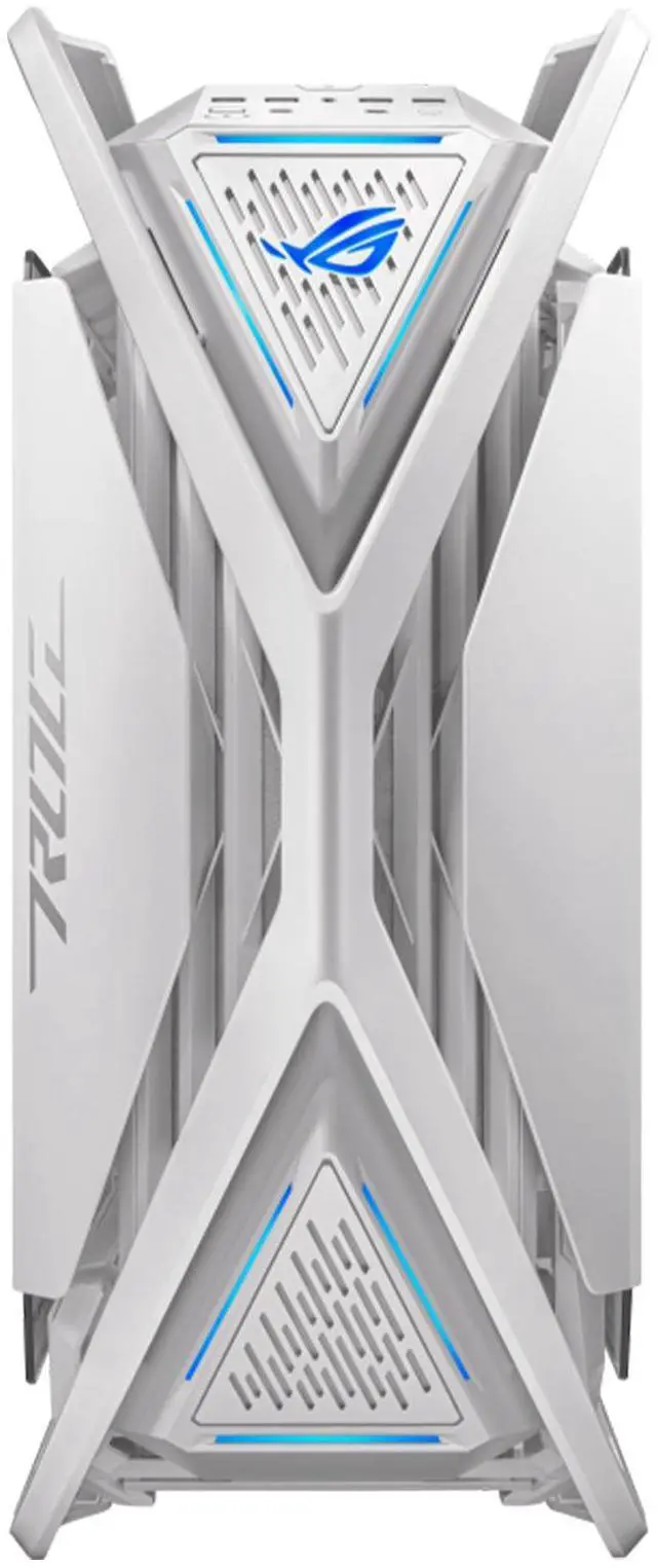 Main image of ASUS ROG GR701 full-tower case, Compatible with ATX and EATX motherboards, Featuring an aluminum alloy X-shaped frame, Pre-installed with four 140 mm fans, Supporting AURA SYNC lighting effects,White