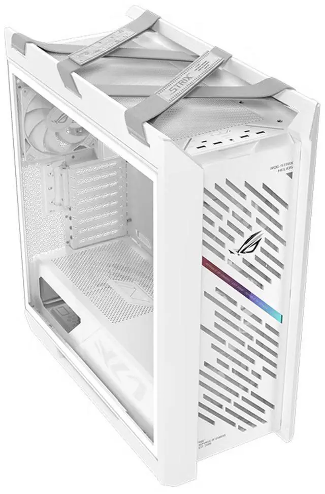 Alt view image 5 of 7 - ASUS ROG GX601S Mid-Tower Gaming Case, supports EATX motherboards, Aluminum alloy grille design, Dual tempered glass side panels, Four 140 x 28mm high-performance fans, ARGB lighting,White