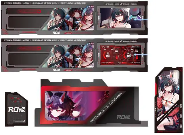 Alt view image 2 of 6 - ASUS ROG GX601S RO Ji Custom Mid-Tower Case, Supports EATX motherboards, Aluminum alloy grille design, dual-sided tempered glass, Four 140 x 28mm high-performance fans, ARGB lighting, Red