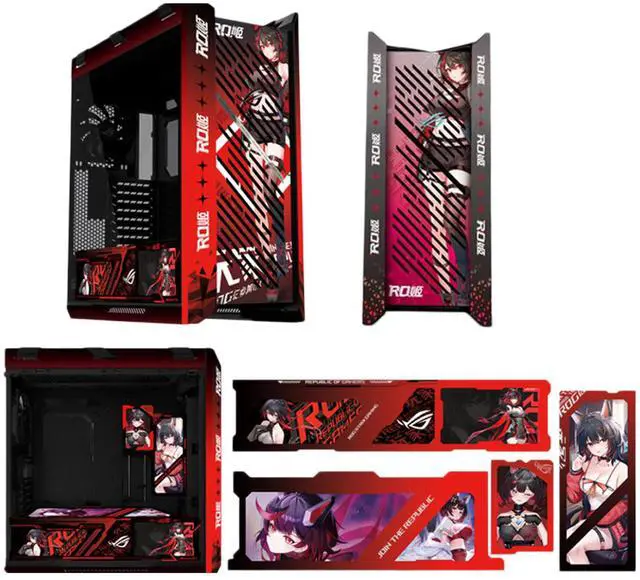 Main image of ASUS ROG GX601S RO Ji Custom Mid-Tower Case, Supports EATX motherboards, Aluminum alloy grille design, dual-sided tempered glass, Four 140 x 28mm high-performance fans, ARGB lighting, Red