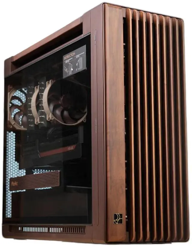 Alt view image 5 of 6 - ASUS ProArt PA602 Limited Edition Mid-Tower Case, Supports 420mm coolers, One 140mm and two 200mm front fans, Supports four HDDs or up to eight SATA SSDs, Walnut Brown