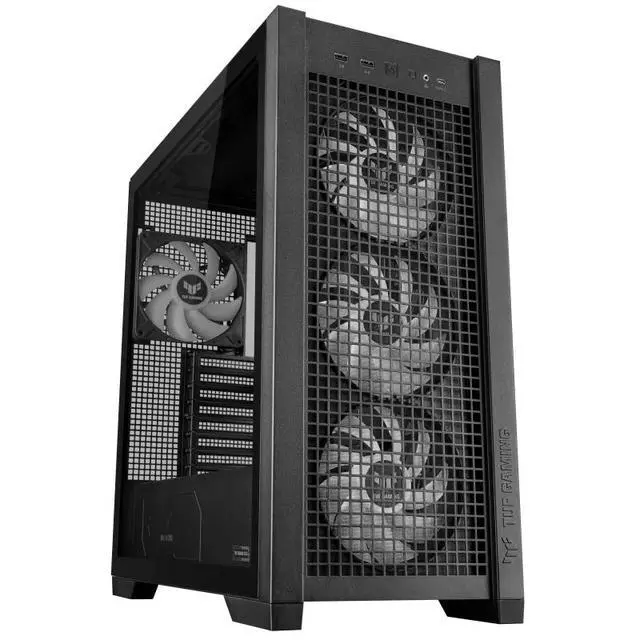 Alt view image 3 of 7 - ASUS TUF GAMING GT302 ARGB Mid-Tower Case, Equipped with 4 140 x 28 mm ARGB fans, Supports BTF 2.0 rear-mounted motherboards, Features two USB-A and USB Type-C ports, Black