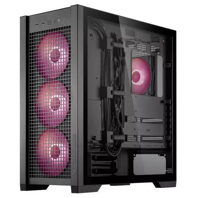 Alt view image 4 of 7 - ASUS TUF GAMING GT302 ARGB Mid-Tower Case, Equipped with 4 140 x 28 mm ARGB fans, Supports BTF 2.0 rear-mounted motherboards, Features two USB-A and USB Type-C ports, Black