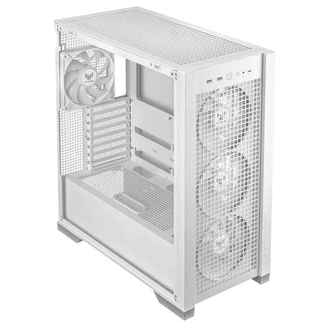 Alt view image 6 of 7 - ASUS TUF GAMING GT302 ARGB Mid-Tower Case, Equipped with 4 140 x 28 mm ARGB fans, Supports BTF 2.0 rear-mounted motherboards, Features two USB-A and USB Type-C ports, White