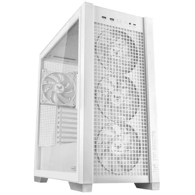 Alt view image 2 of 7 - ASUS TUF GAMING GT302 ARGB Mid-Tower Case, Equipped with 4 140 x 28 mm ARGB fans, Supports BTF 2.0 rear-mounted motherboards, Features two USB-A and USB Type-C ports, White