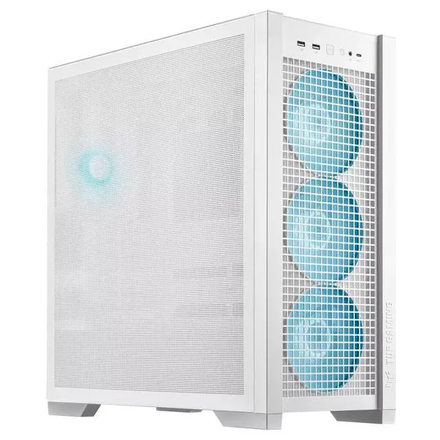 Alt view image 4 of 7 - ASUS TUF GAMING GT302 ARGB Mid-Tower Case, Equipped with 4 140 x 28 mm ARGB fans, Supports BTF 2.0 rear-mounted motherboards, Features two USB-A and USB Type-C ports, White
