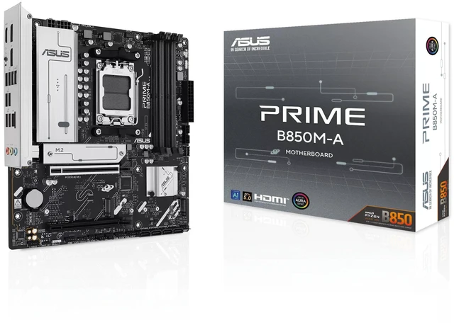 Alt view image 7 of 7 - ASUS PRIME B850M-A Motherboard & AMD Ryzen7 9850X3D CPU Combo, AMD B850 (AM5 Socket) micro-ATX,5PCIe 5.0 Ready,three M.2 slots,Realtek 2.5Gb Ethernet,dual DisplayPort,front USB 5Gbps Type-C support