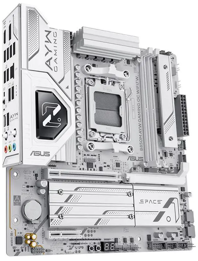 Alt view image 5 of 7 - ASUS B850M AYW GAMING OC WIFI7 W Motherboard & AMD Ryzen 5 9600X CPU Combo, AMD AM5, DDR5, PCIe 5.0 slot, 2.5Gb Ethernet, rear USB 20Gbps Type-C, front USB 10Gbps Type-C, WiFi 7, Aura Sync