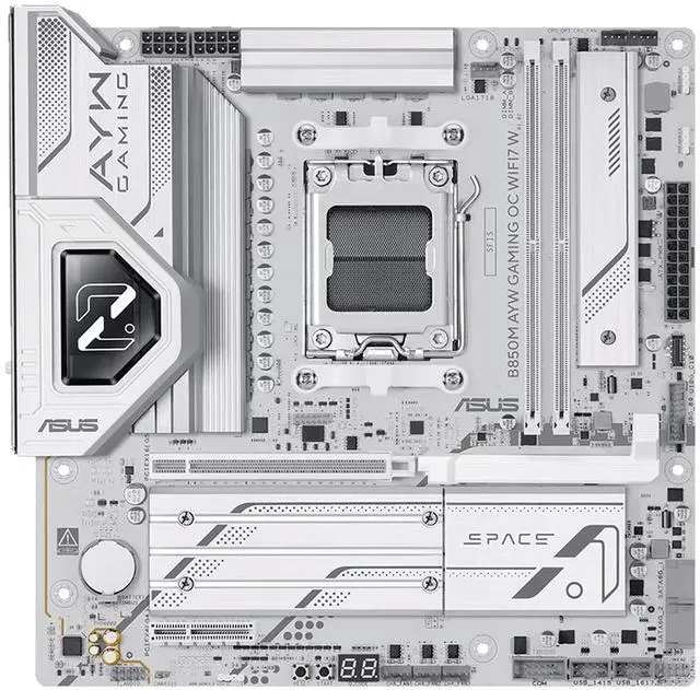 Alt view image 2 of 7 - ASUS B850M AYW GAMING OC WIFI7 W Motherboard & AMD Ryzen 5 9600X CPU Combo, AMD AM5, DDR5, PCIe 5.0 slot, 2.5Gb Ethernet, rear USB 20Gbps Type-C, front USB 10Gbps Type-C, WiFi 7, Aura Sync