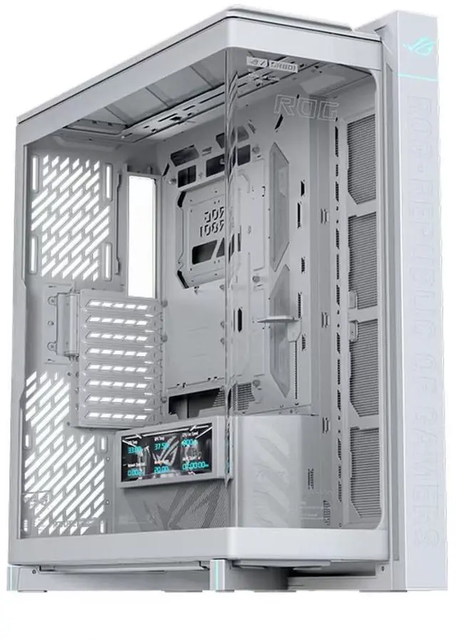 Alt view image 2 of 7 - ASUS ROG Cronox GR801 Curved Deluxe Edition Case, featuring a 9.2-inch ROG-exclusive secondary display; compatible with E-ATX, ATX, BTF, MATX, and MINI-ATX motherboards; white