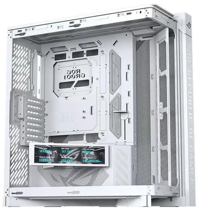 Alt view image 3 of 7 - ASUS ROG Cronox GR801 Curved Deluxe Edition Case, featuring a 9.2-inch ROG-exclusive secondary display; compatible with E-ATX, ATX, BTF, MATX, and MINI-ATX motherboards; white