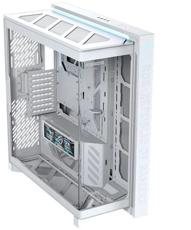 Alt view image 4 of 7 - ASUS ROG Cronox GR801 Curved Deluxe Edition Case, featuring a 9.2-inch ROG-exclusive secondary display; compatible with E-ATX, ATX, BTF, MATX, and MINI-ATX motherboards; white