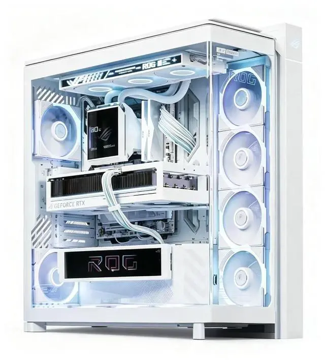 Alt view image 5 of 7 - ASUS ROG Cronox GR801 Curved Deluxe Edition Case, featuring a 9.2-inch ROG-exclusive secondary display; compatible with E-ATX, ATX, BTF, MATX, and MINI-ATX motherboards; white