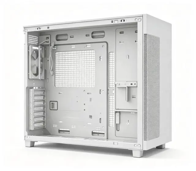 Main image of ASUS AP303 Ice Cube ATX Side-Panel Window Case, supports ATX motherboards, supports up to 360mm liquid cooling, dual GPU mounting brackets, 20Gbps USB-C port, maximum GPU length of 360mm, white